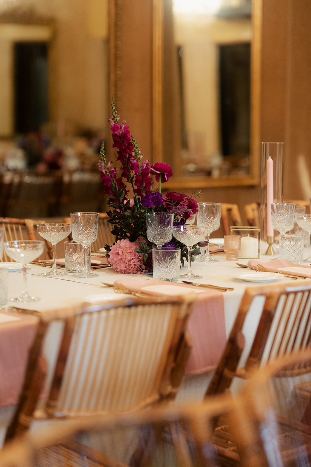 Wedding table styled by The Modern Approach to suit a moody rustic elegance brief from the bride and groom