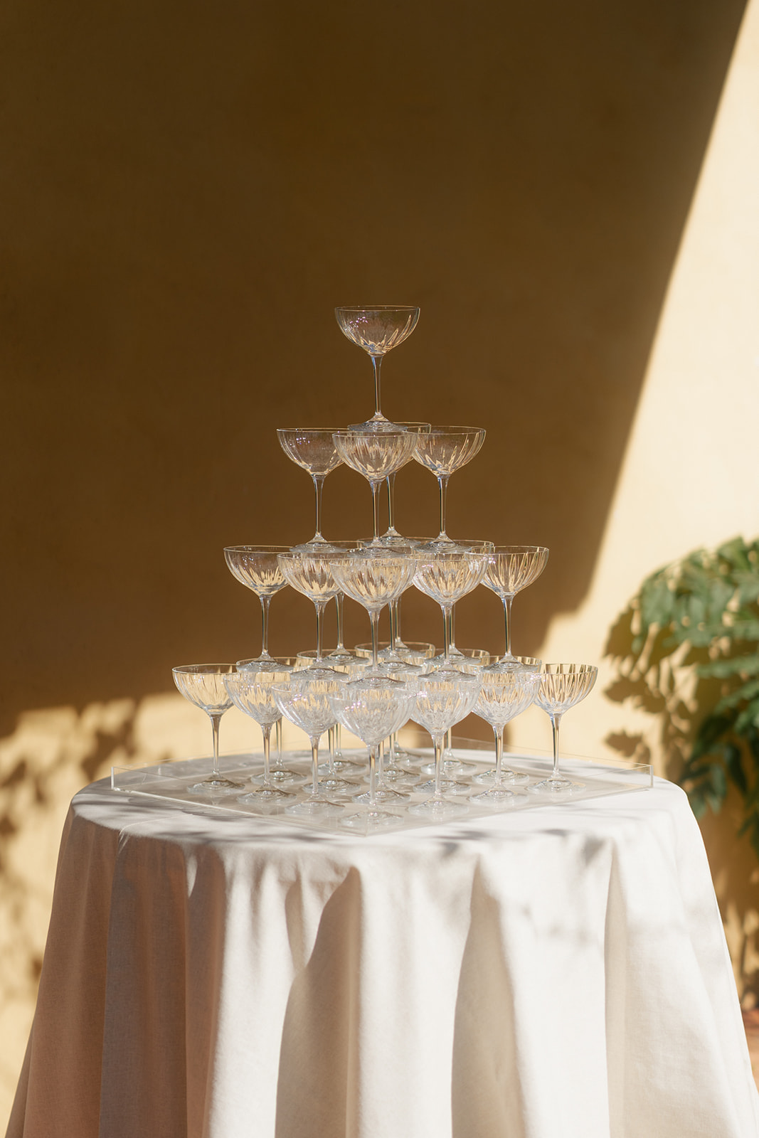 Champagne tower at Al Ru Farm
