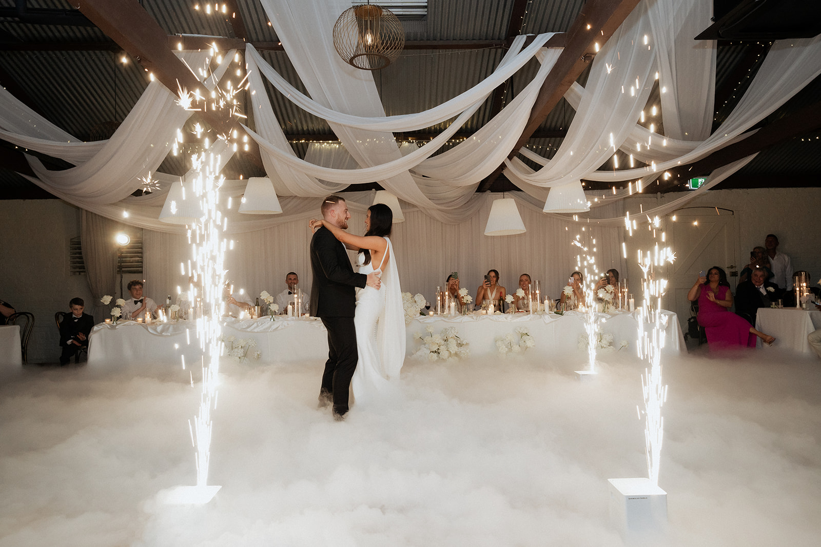 Elegant and timeless wedding dance floor at Sunnybrae Estate