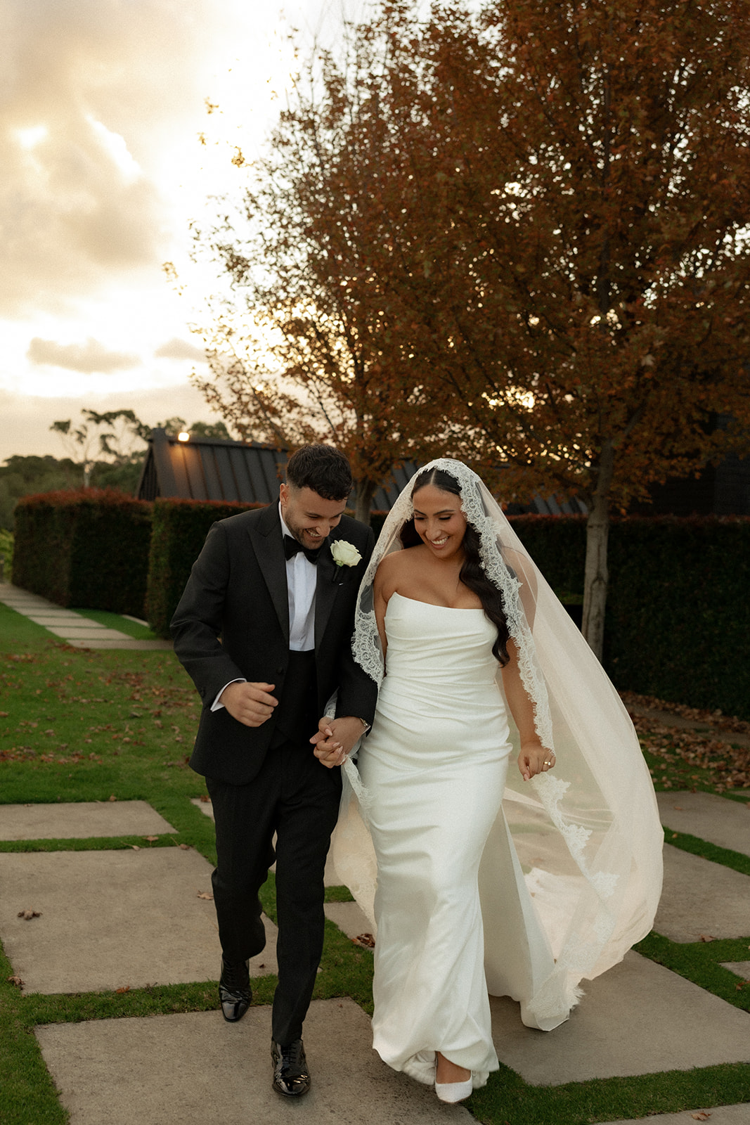 Bride and groom walking at Beresford Estate Adelaide
