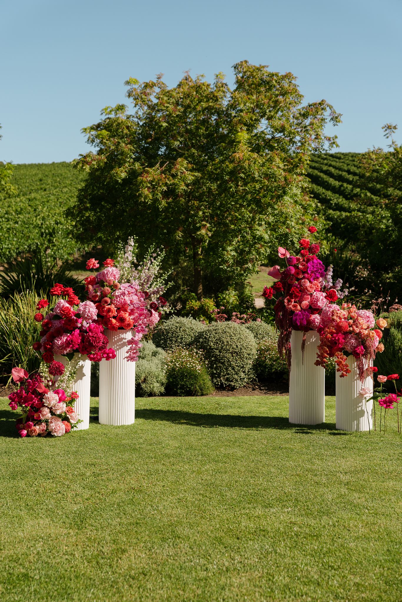 Ceremony arbor at Colourful Wedding Styling at Goldings Winery Adelaide