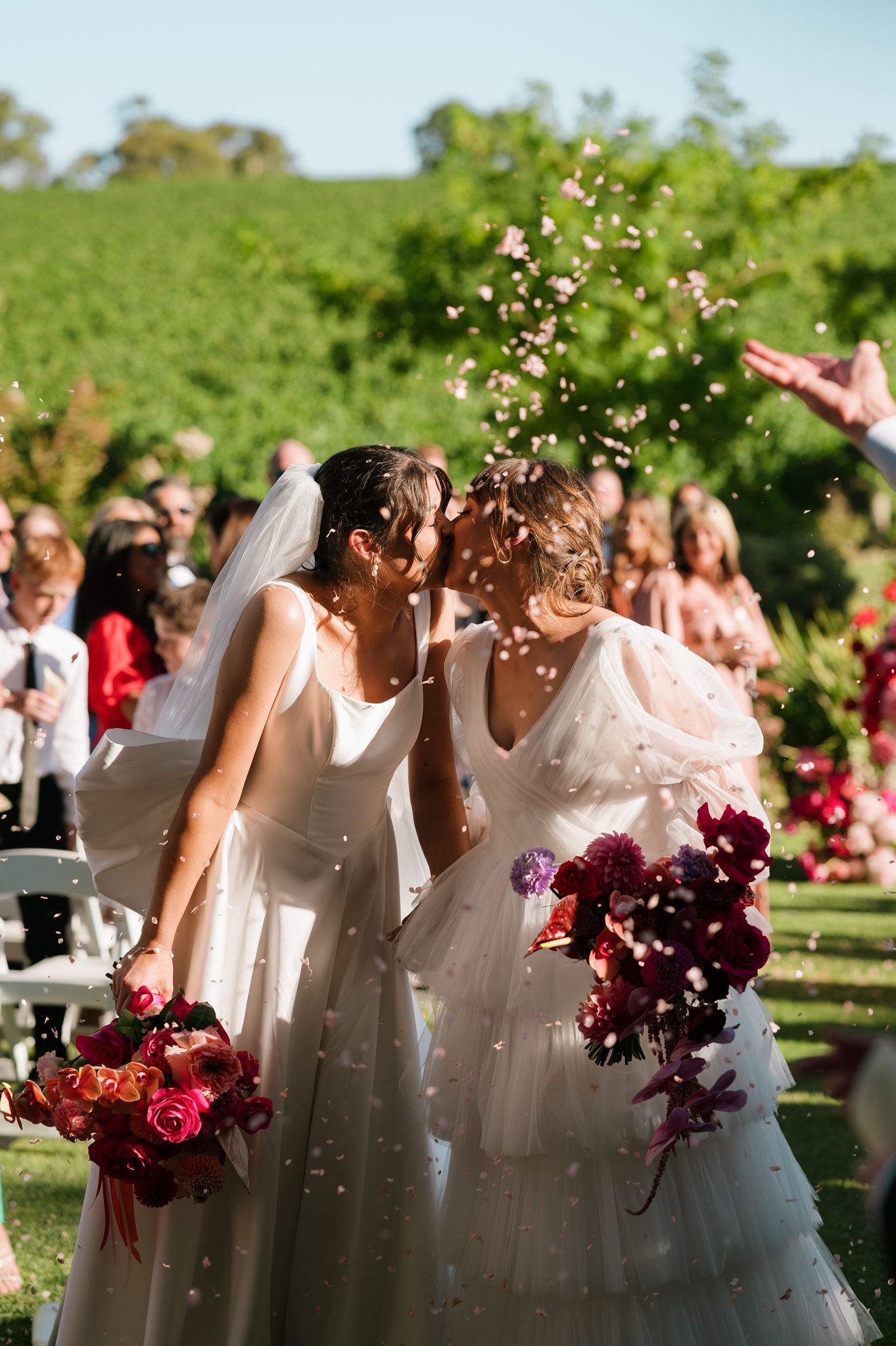 Petal throw at Colourful Wedding Styling at Goldings Winery Adelaide