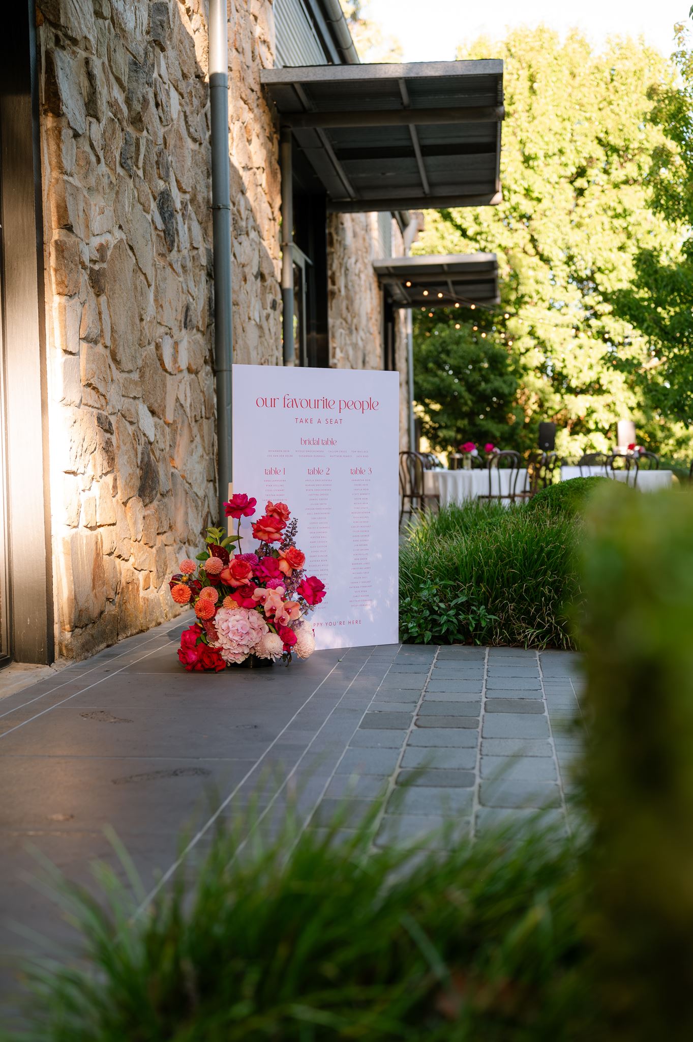 Seating sign at Colourful Wedding at Goldings Winery Adelaide