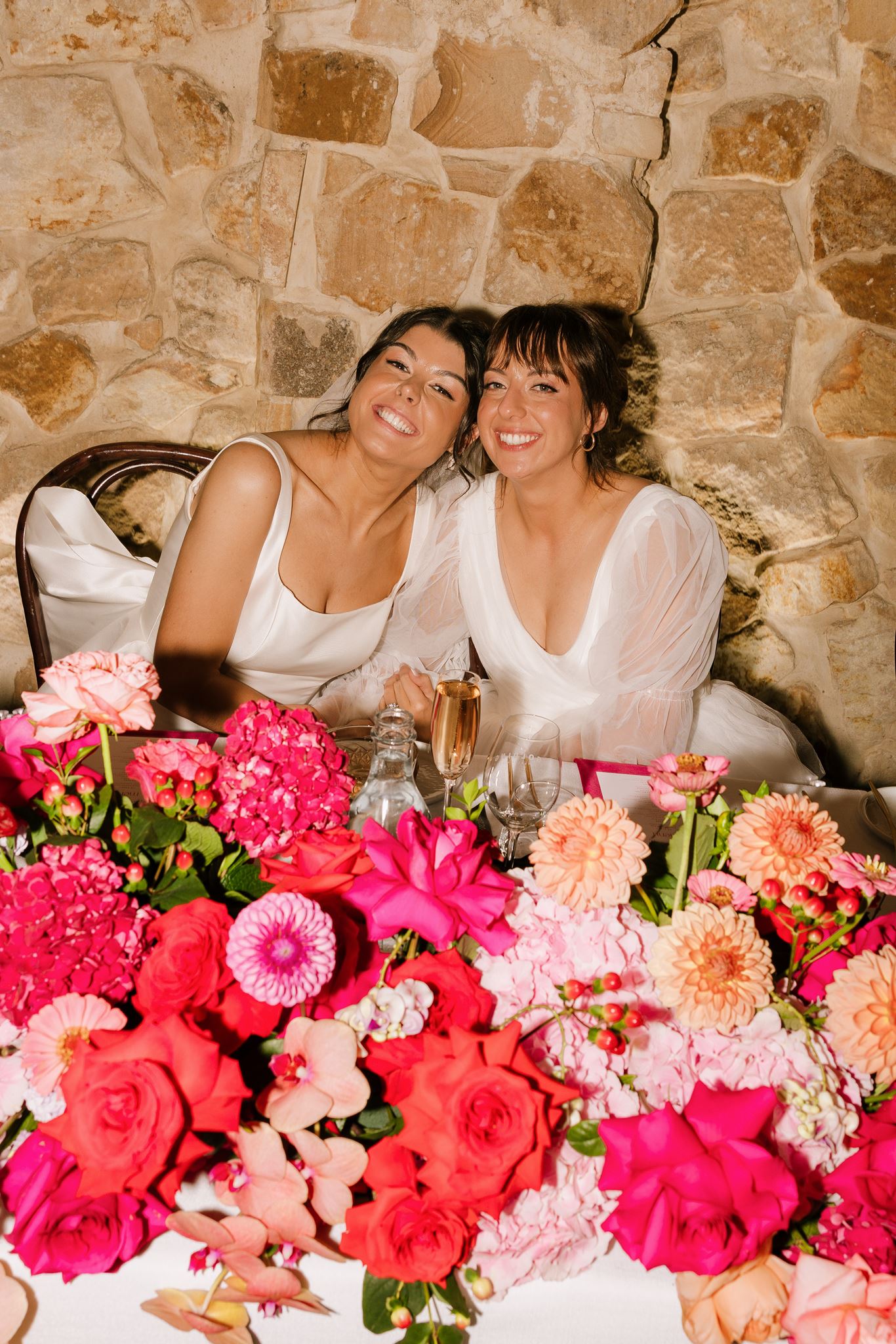 Brides at Colourful Wedding Styling at Goldings Winery Adelaide