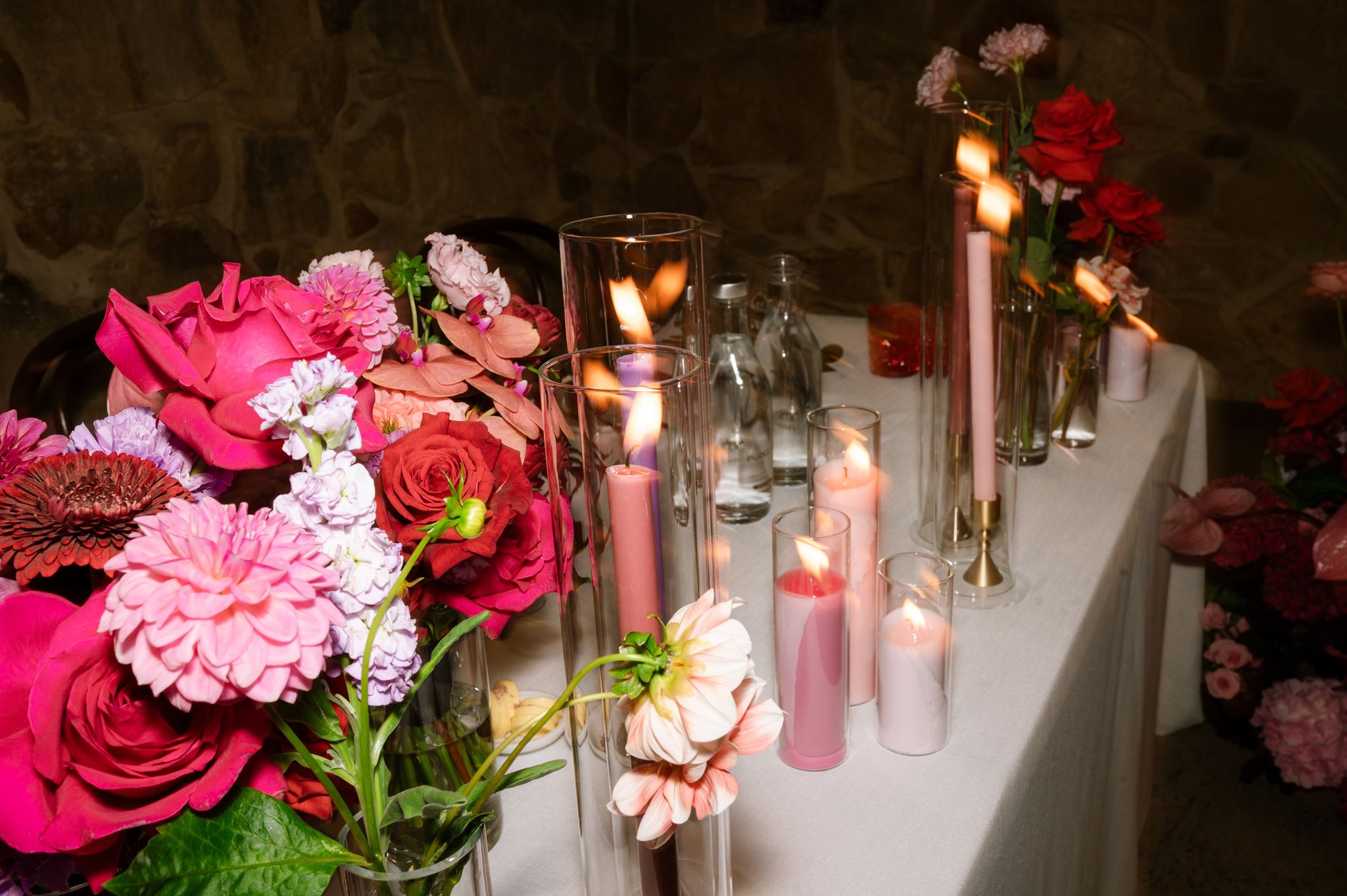 Candles at Colourful Wedding Styling at Goldings Winery Adelaide
