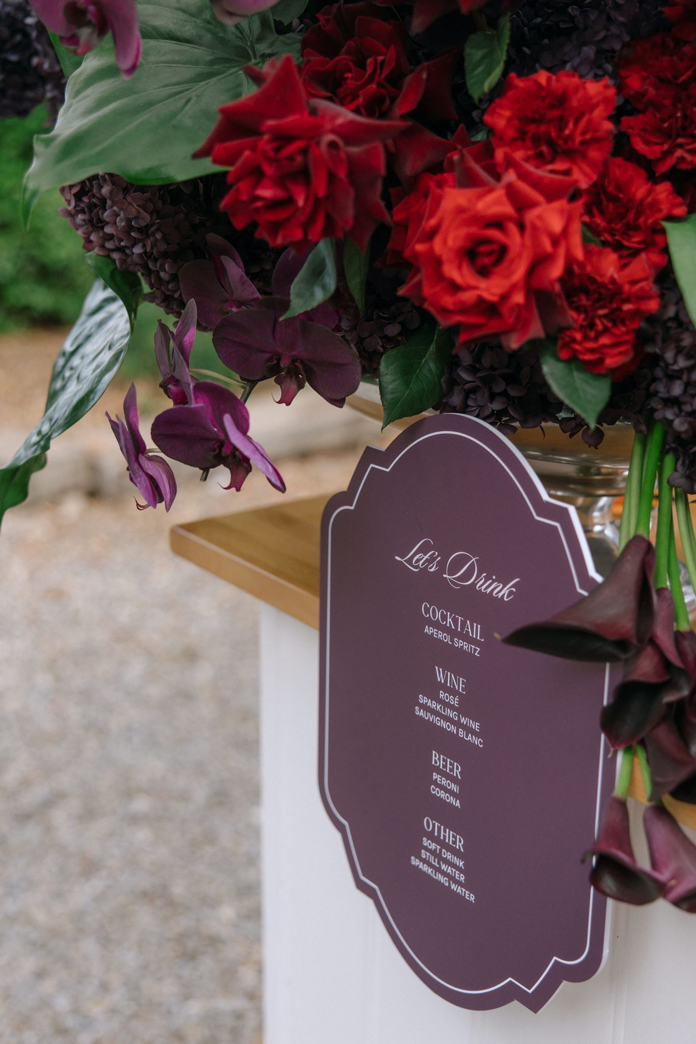 Personalised bar signage in dark purple