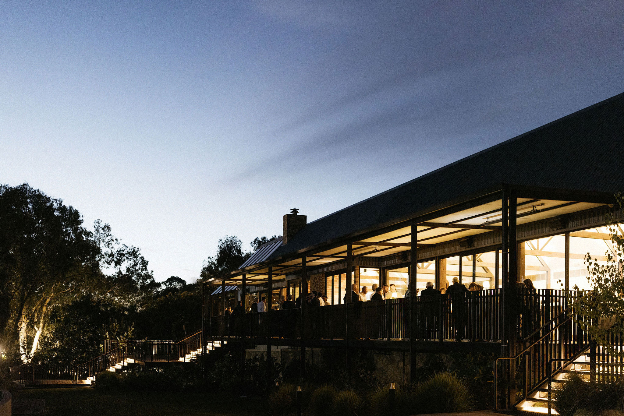 Night view of House on Haines wedding reception